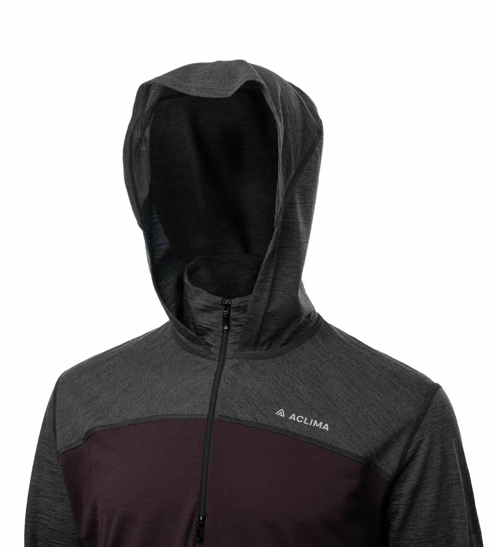Aclima Men's LightWool 180 Hoodie Chocolate Plum/Marengo