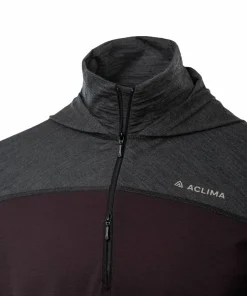 Aclima Men's LightWool 180 Hoodie Chocolate Plum/Marengo