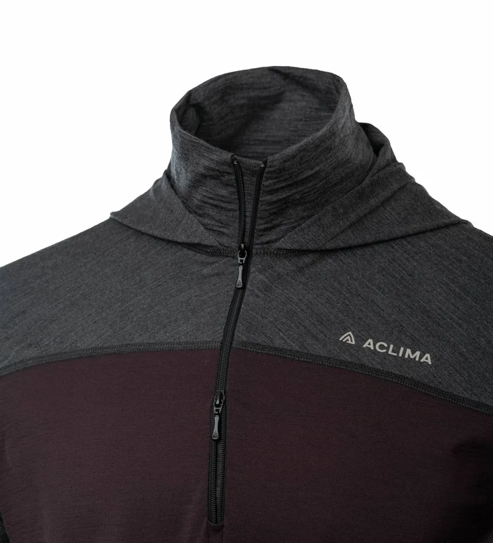 Aclima Men's LightWool 180 Hoodie Chocolate Plum/Marengo