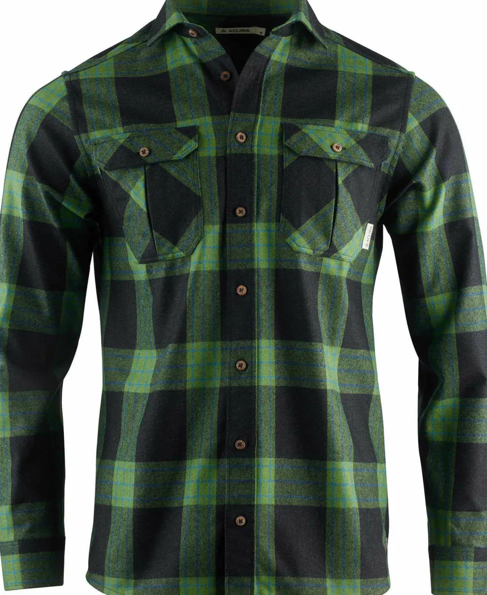 Aclima Men's ReBorn Woolshirt Check Dark Grey/Green
