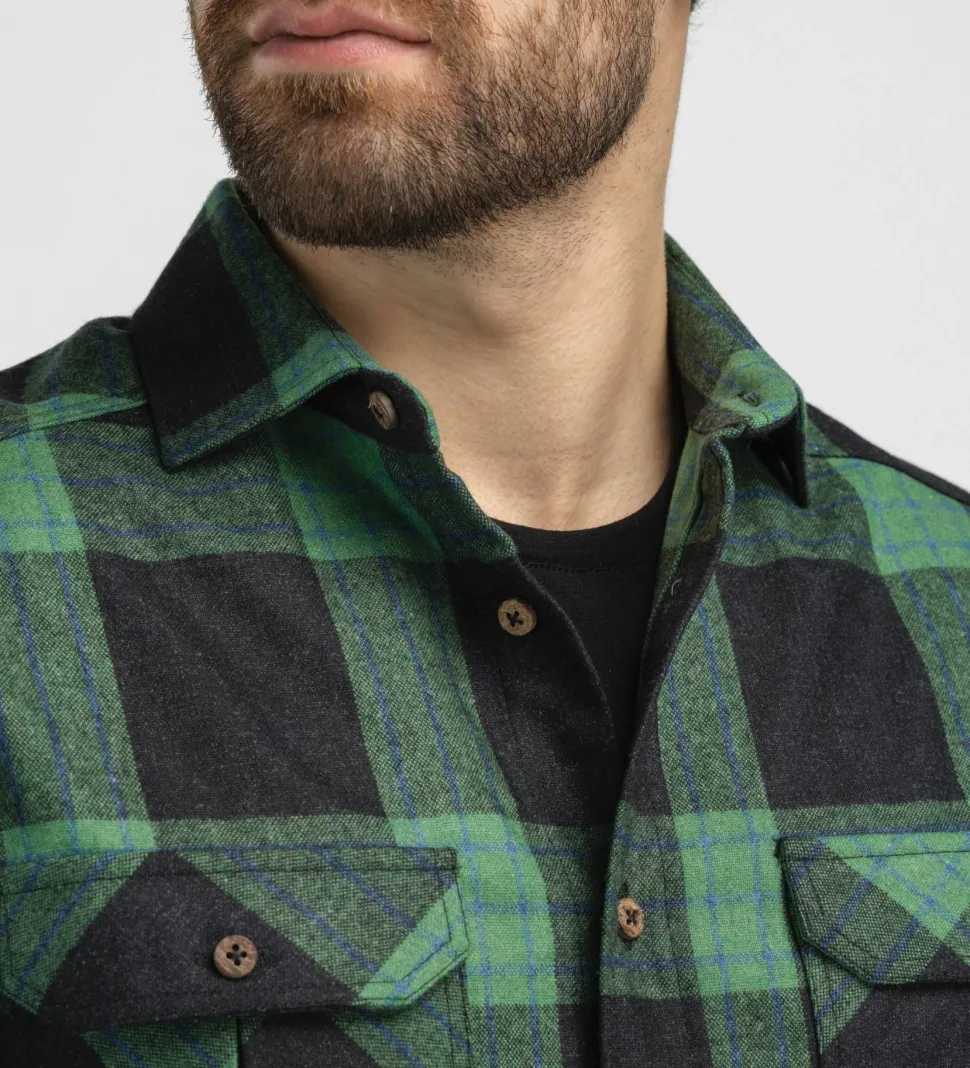 Aclima Men's ReBorn Woolshirt Check Dark Grey/Green