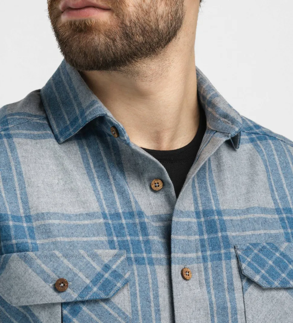 Aclima Men's ReBorn Woolshirt Check Light Grey/Jeans