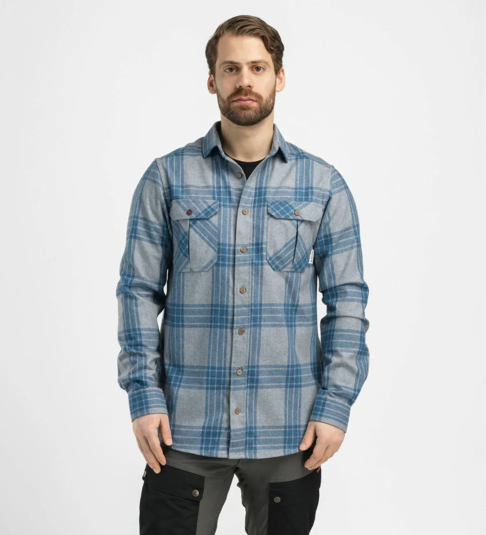 Aclima Men's ReBorn Woolshirt Check Light Grey/Jeans