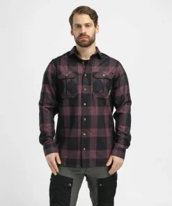 Aclima Men's ReBorn Woolshirt Check Dark Grey/Bordeaux