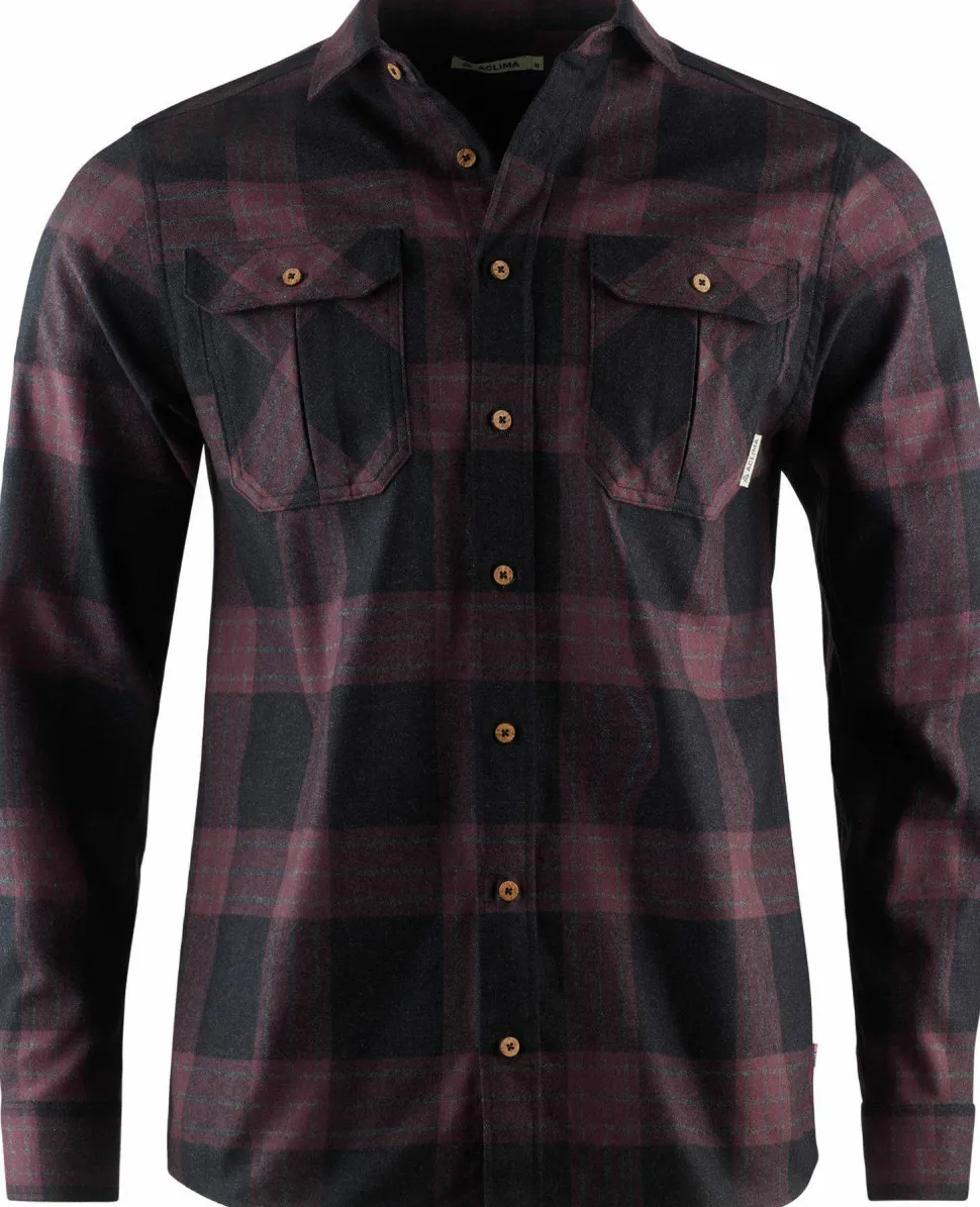 Aclima Men's ReBorn Woolshirt Check Dark Grey/Bordeaux