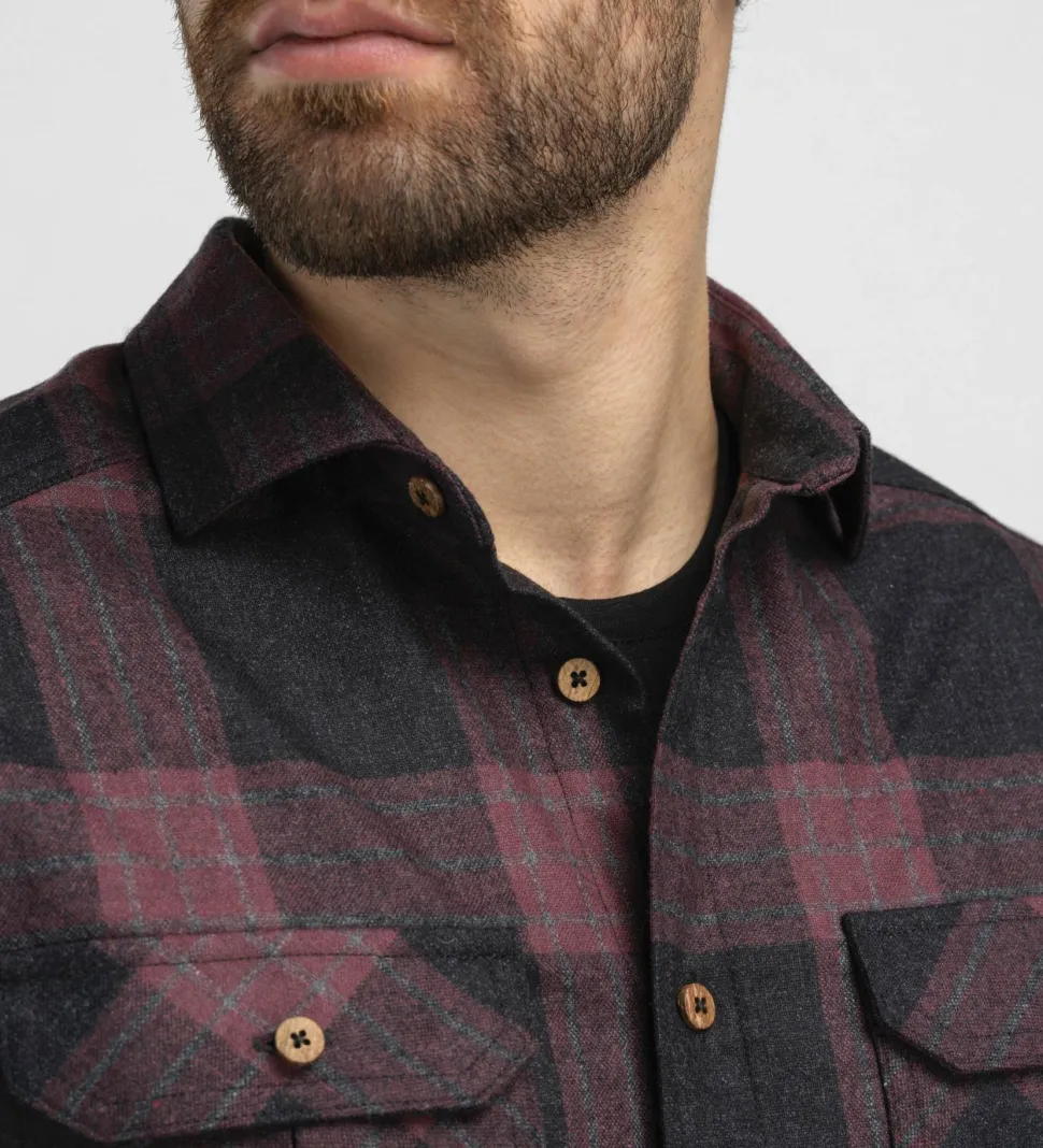 Aclima Men's ReBorn Woolshirt Check Dark Grey/Bordeaux