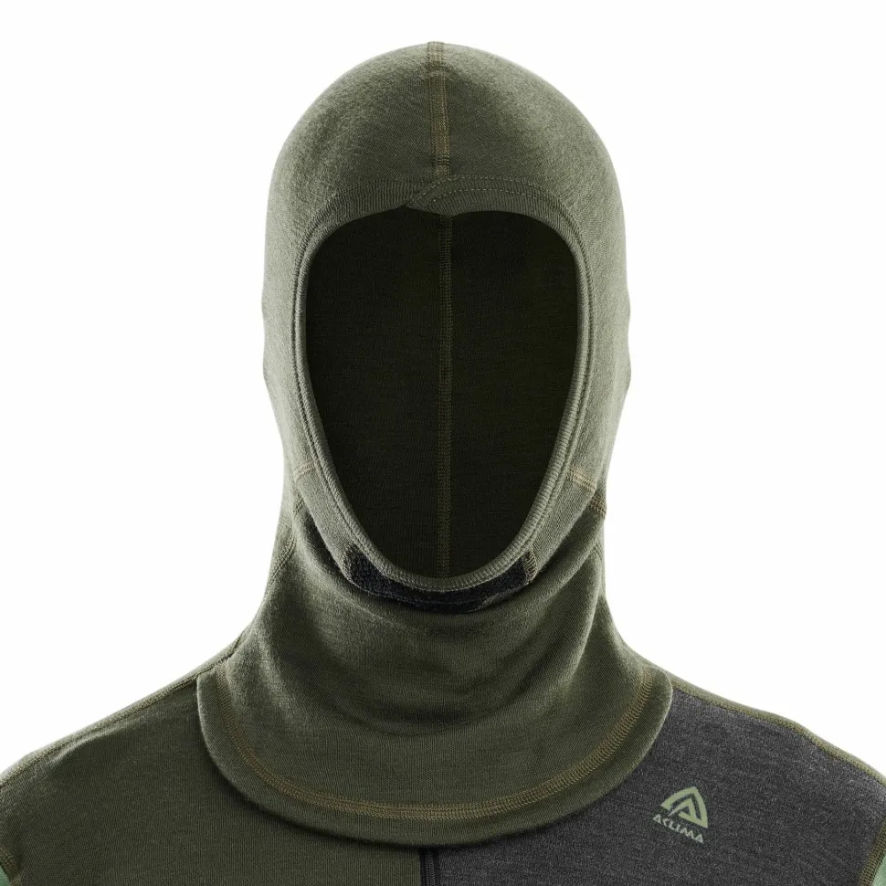 Aclima Men's WarmWool Hoodsweater with Zip Olive Night/Dill/Marengo