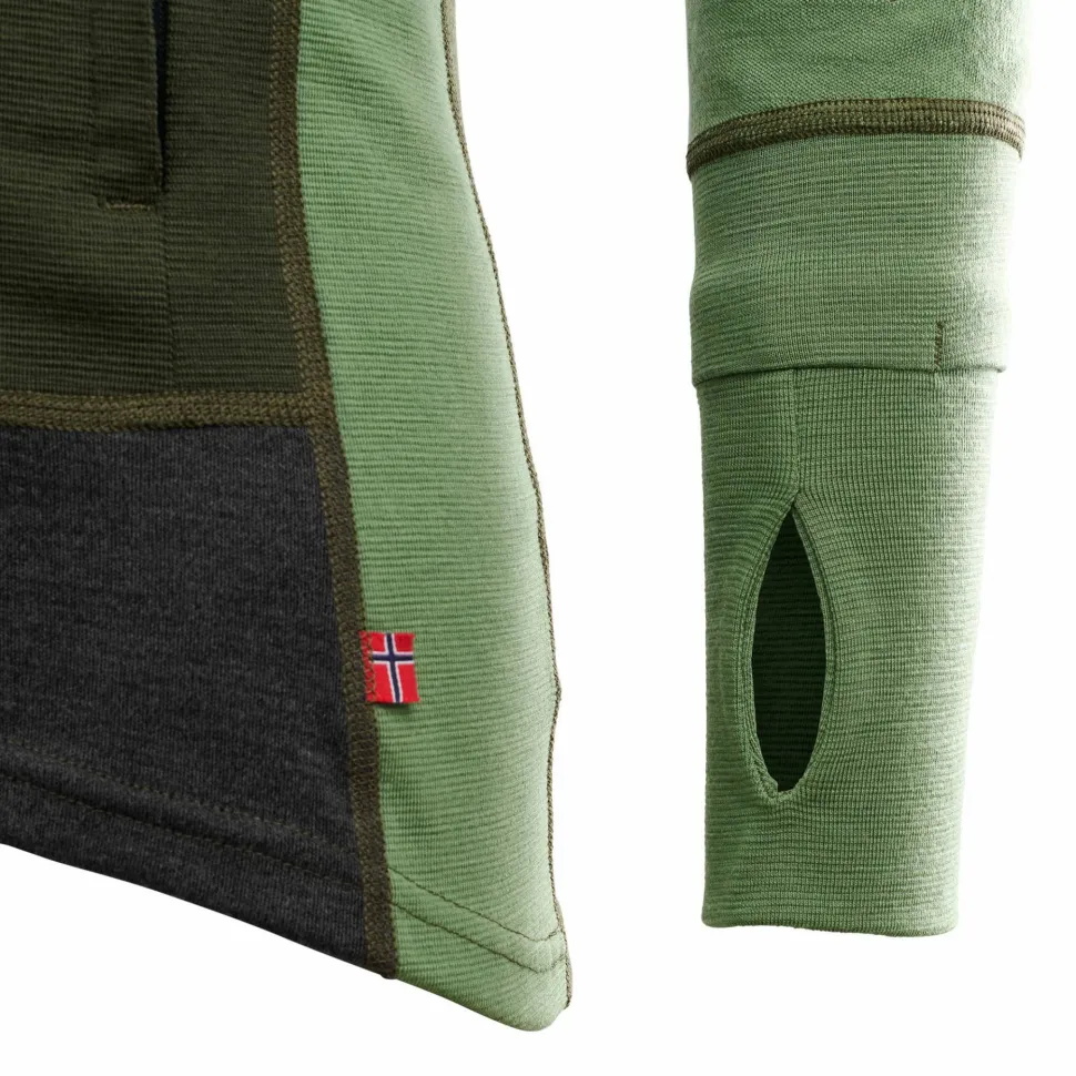 Aclima Men's WarmWool Hoodsweater with Zip Olive Night/Dill/Marengo