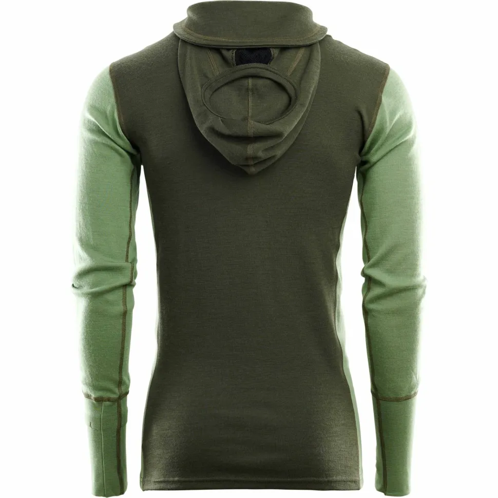 Aclima Men's WarmWool Hoodsweater with Zip Olive Night/Dill/Marengo