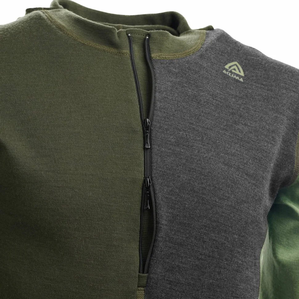 Aclima Men's WarmWool Hoodsweater with Zip Olive Night/Dill/Marengo