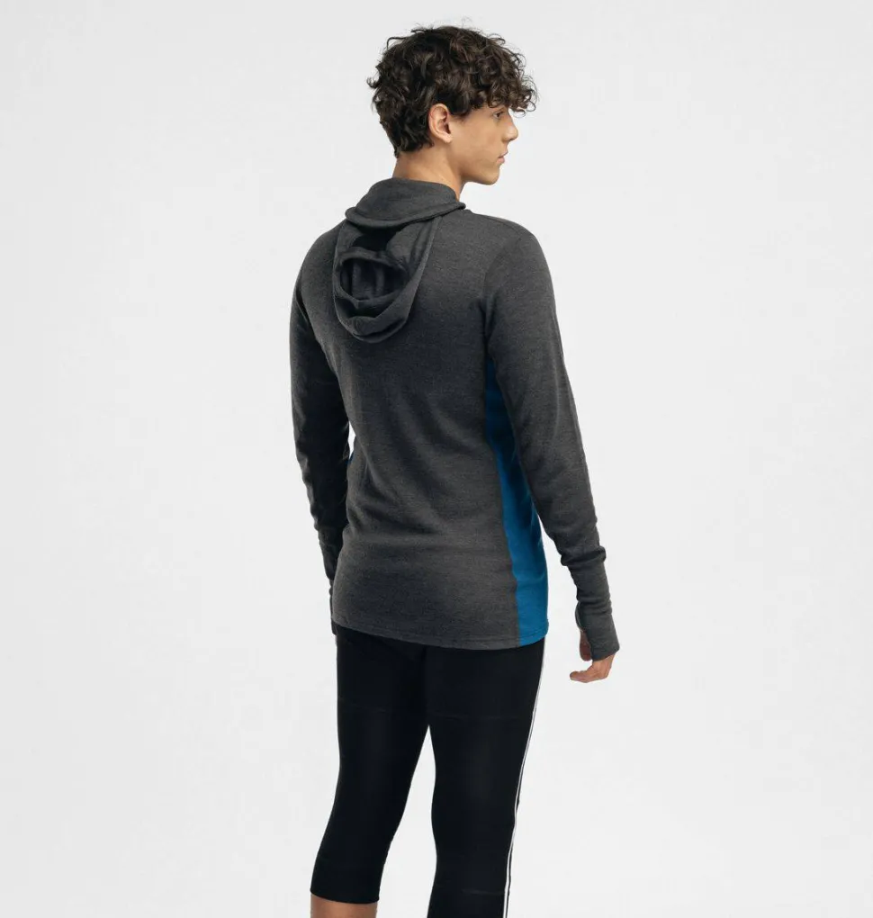 Aclima Men's WarmWool Hoodsweater with Zip Marengo/Jet Black/Corsair
