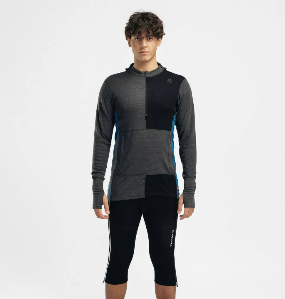 Aclima Men's WarmWool Hoodsweater with Zip Marengo/Jet Black/Corsair