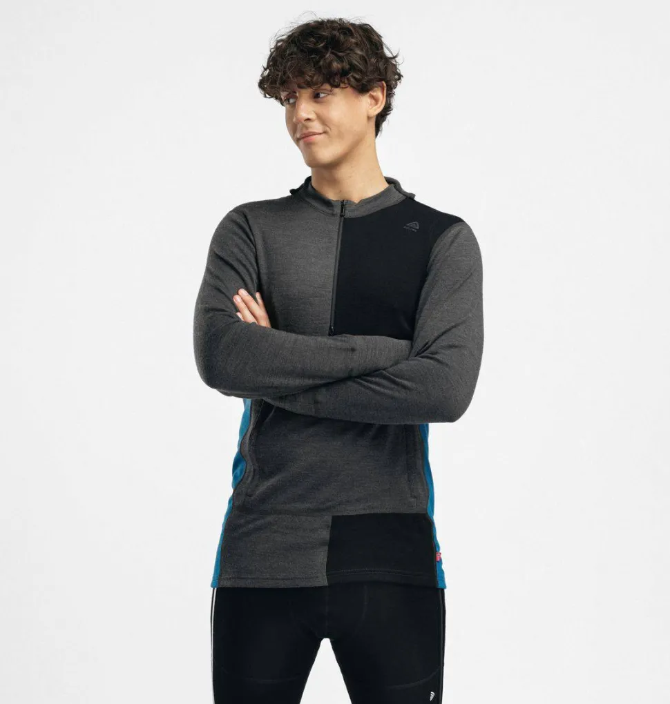 Aclima Men's WarmWool Hoodsweater with Zip Marengo/Jet Black/Corsair