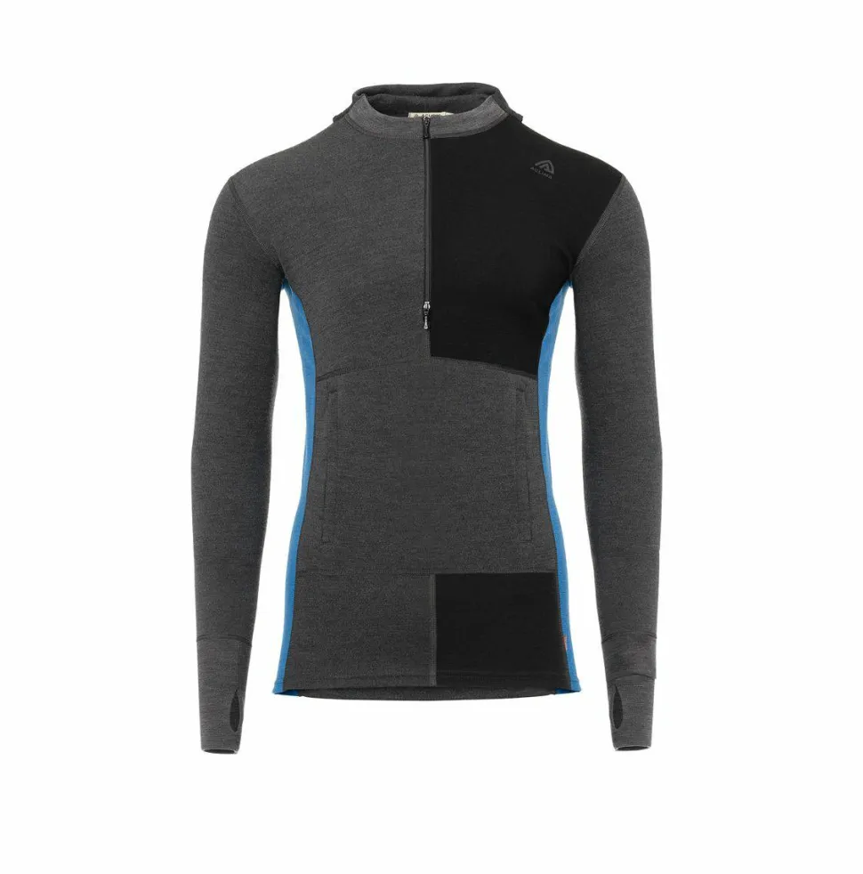 Aclima Men's WarmWool Hoodsweater with Zip Marengo/Jet Black/Corsair