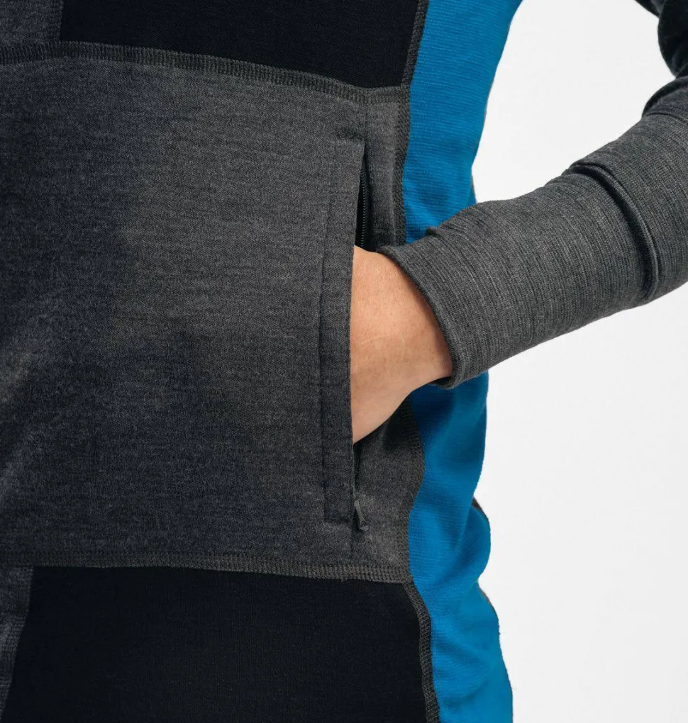 Aclima Men's WarmWool Hoodsweater with Zip Marengo/Jet Black/Corsair