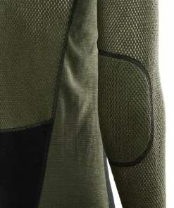 Aclima Men's WoolNet Hybrid Crew Neck Jet Black/Olive Night/Dill