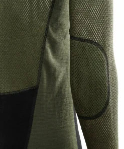Aclima Men's WoolNet Hybrid Crew Neck Jet Black/Olive Night/Dill