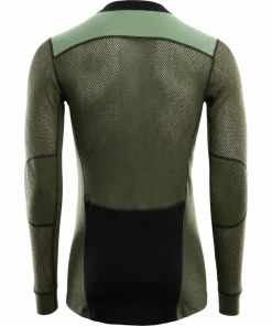 Aclima Men's WoolNet Hybrid Crew Neck Jet Black/Olive Night/Dill