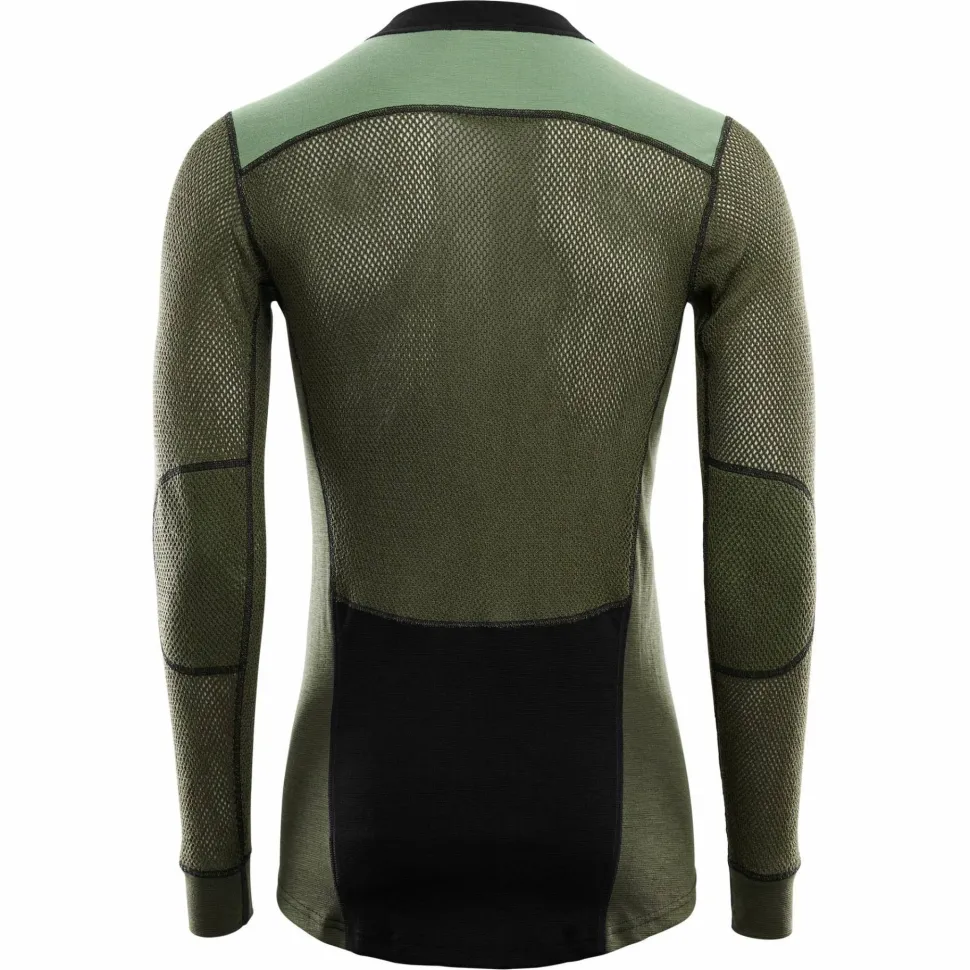 Aclima Men's WoolNet Hybrid Crew Neck Jet Black/Olive Night/Dill