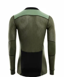 Aclima Men's WoolNet Hybrid Crew Neck Jet Black/Olive Night/Dill