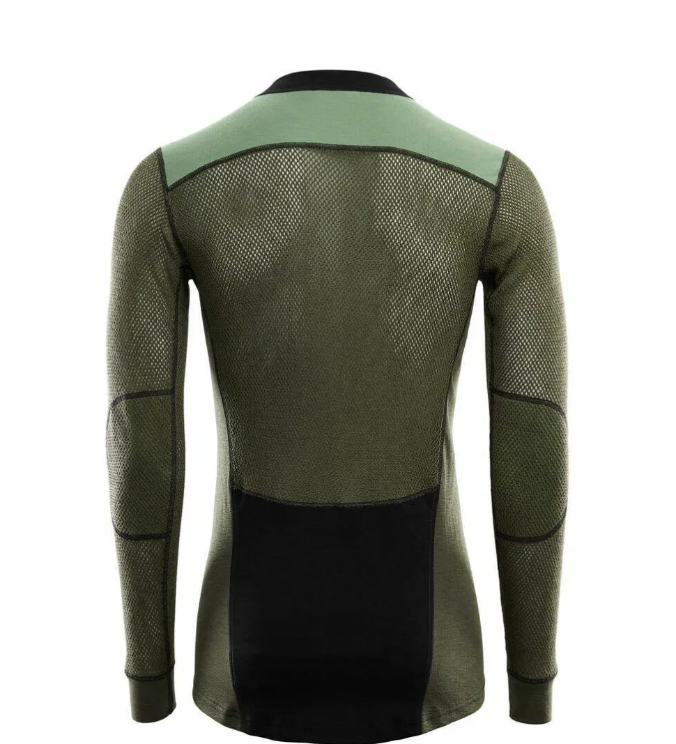 Aclima Men's WoolNet Hybrid Crew Neck Jet Black/Olive Night/Dill