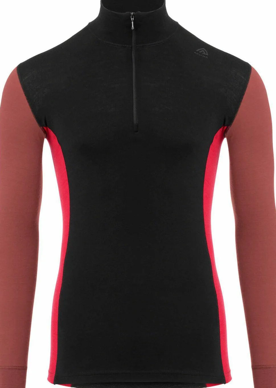 Aclima WarmWool Mock Neck with Zip Man Jet Black/Spiced Apple/Jester Red