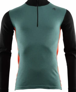 Aclima WarmWool Mock Neck with Zip Man Jet Black/North Atlantic/Red Clay