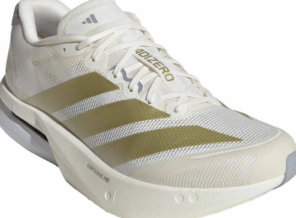 Adidas Men's Adizero Boston 13 Cloud White/Gold Mint/Halsil