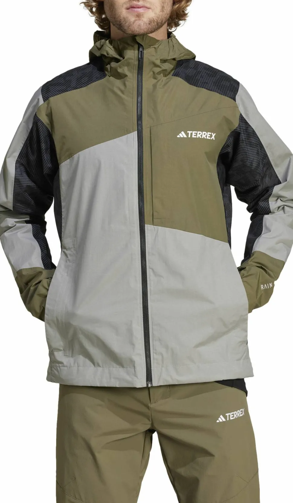 Adidas Men's Terrex Xperior Hybrid RAIN.DRY Jacka Charcoal Solid Grey/Olive Strata/Carbon