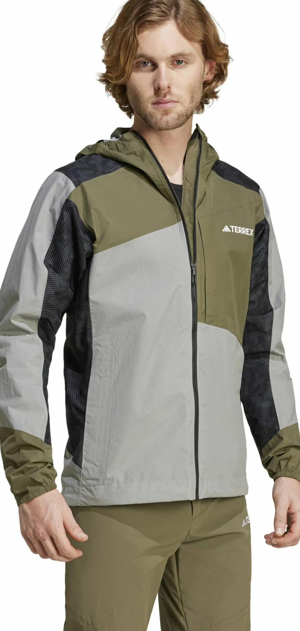 Adidas Men's Terrex Xperior Hybrid RAIN.DRY Jacka Charcoal Solid Grey/Olive Strata/Carbon