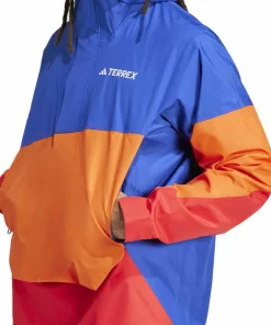 Adidas Men's Terrex Xploric 2.5L Climaproof Anorak Semi lucid blue/ Semi impact orange / Pure ruby