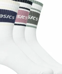 Asics 3 Pack Asics Logo Crew Sock Monument Blue/indigo Fog/rubble Red