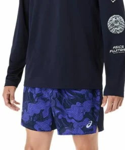 Asics Men's Fujitrail All Over Print 5in Shorts Midnight/Cobalt Burst/Cream