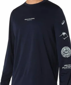 Asics Men's Fujitrail Logo Long Sleeve Top Midnight/Cobalt Burst/Cool Grey