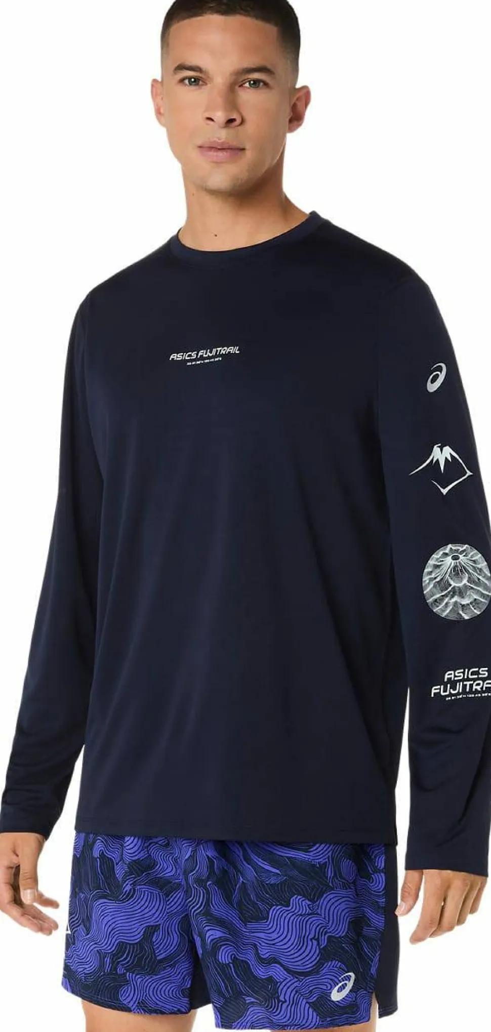 Asics Men's Fujitrail Logo Long Sleeve Top Midnight/Cobalt Burst/Cool Grey