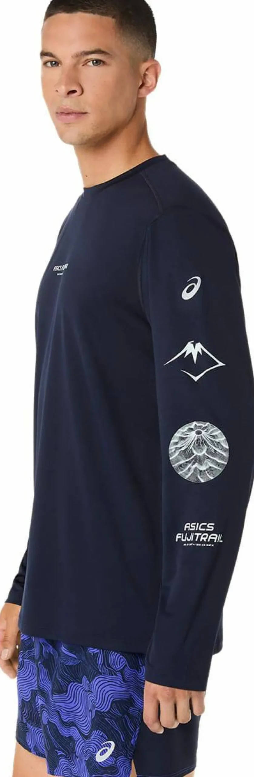 Asics Men's Fujitrail Logo Long Sleeve Top Midnight/Cobalt Burst/Cool Grey