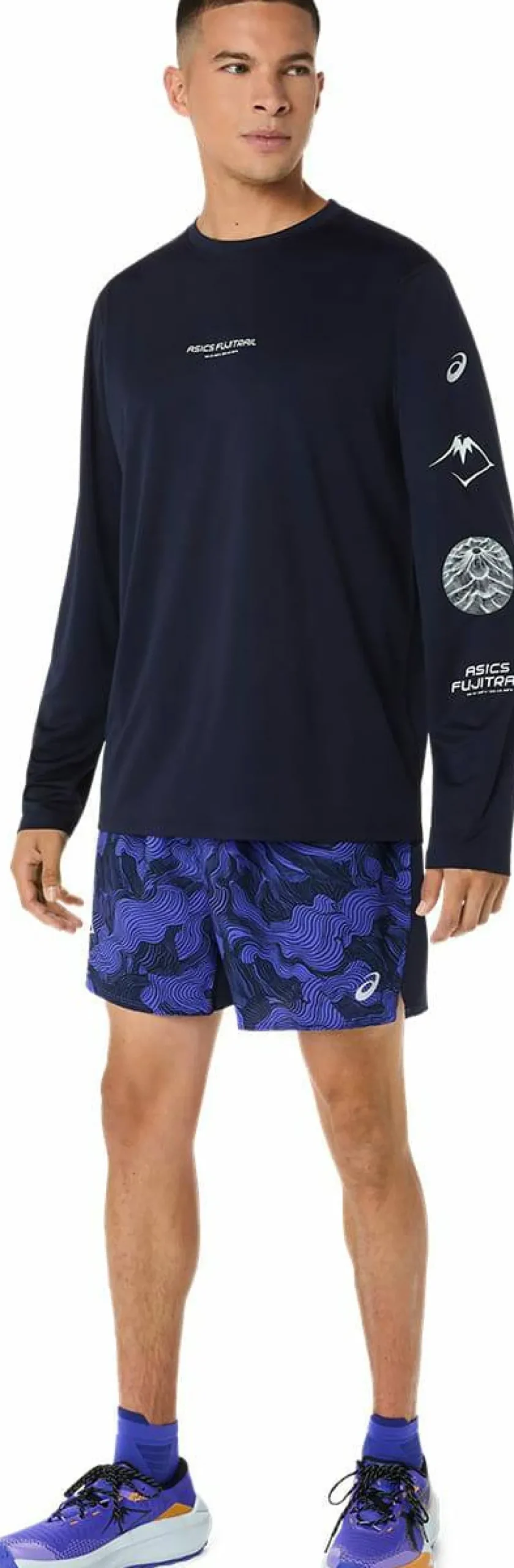 Asics Men's Fujitrail Logo Long Sleeve Top Midnight/Cobalt Burst/Cool Grey