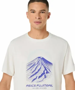Asics Men's Fujitrail Logo Short Sleeve Top Cream/Cobalt Burst/Cool Grey