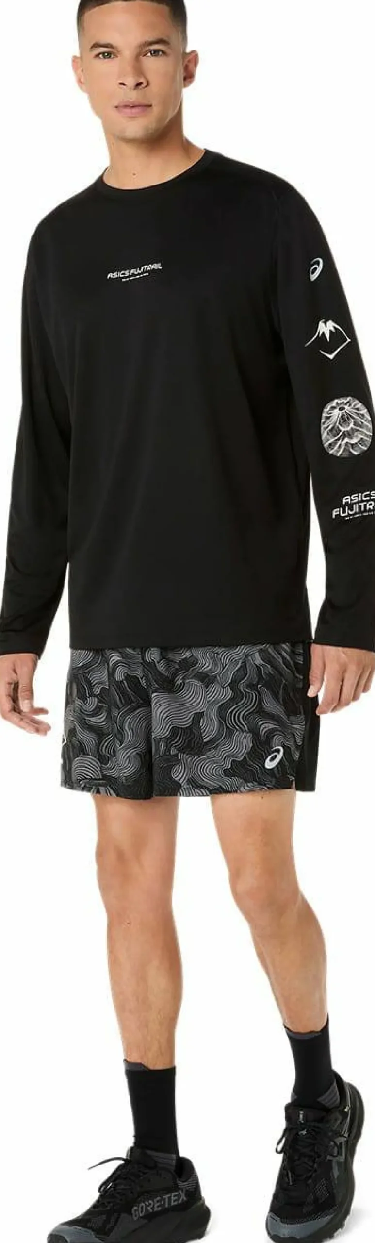 Asics Men's Fujitrail Logo Long Sleeve Top Performance Black/Carrier Grey/Cool Grey