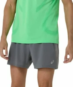 Asics Men's Road 5in Short Clay Grey/Steel Grey/Illuminate Green