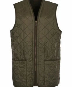 Barbour Men's Polarquilt Waistcoat Zip-In Dark Olive Check