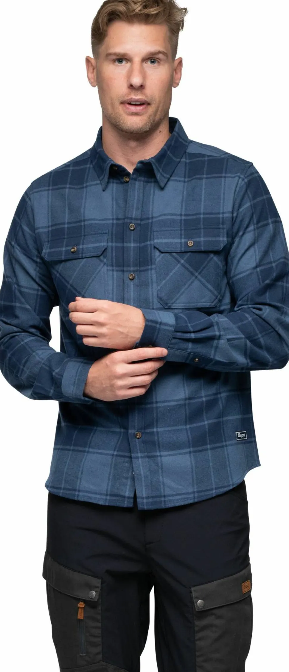Bergans Men's Nordmarka Flannel Shirt Granite Blue/navy Blue Check
