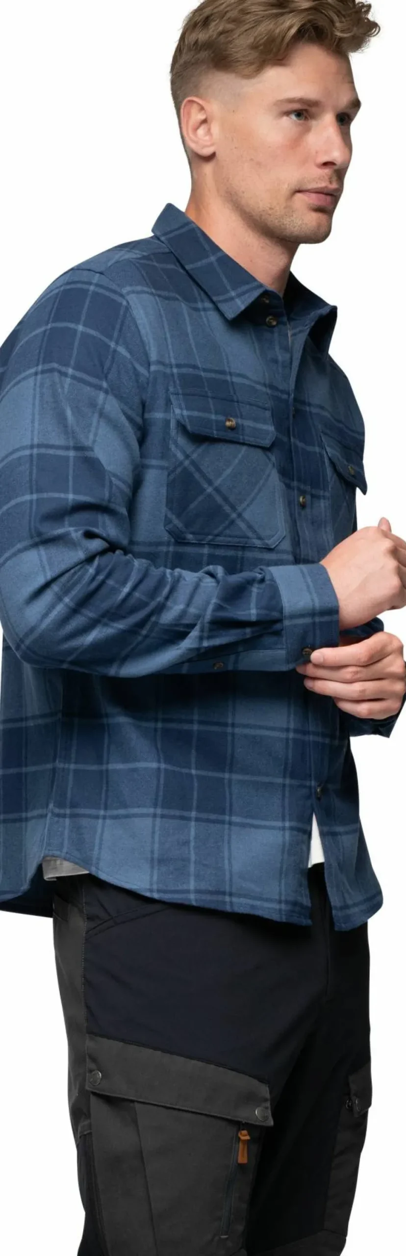 Bergans Men's Nordmarka Flannel Shirt Granite Blue/navy Blue Check