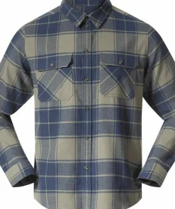 Bergans Men's Nordmarka Flannel Shirt Green Mud/navy Blue Check