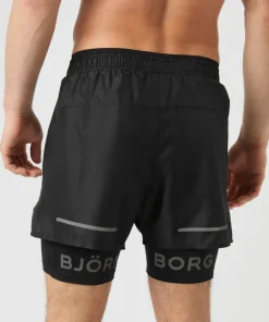 Björn Borg Men's Borg Running Shorts 2 In 1 Black Beauty