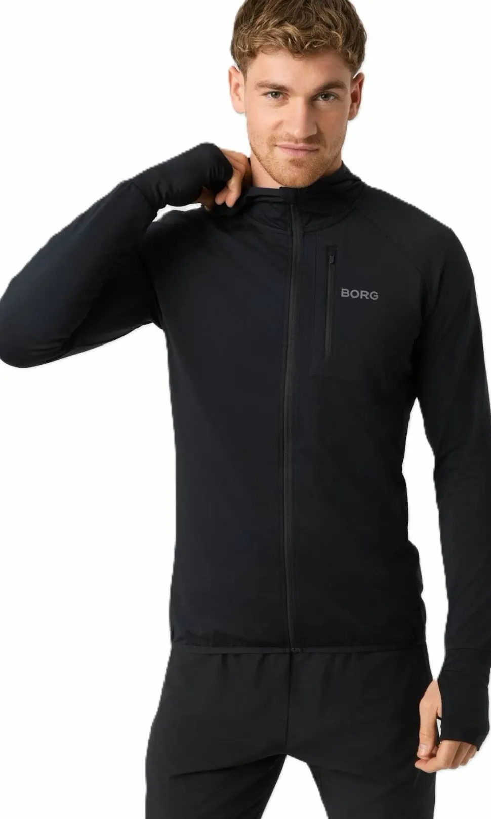 Björn Borg Men's Borg Running Mid Layer Hood Black Beauty