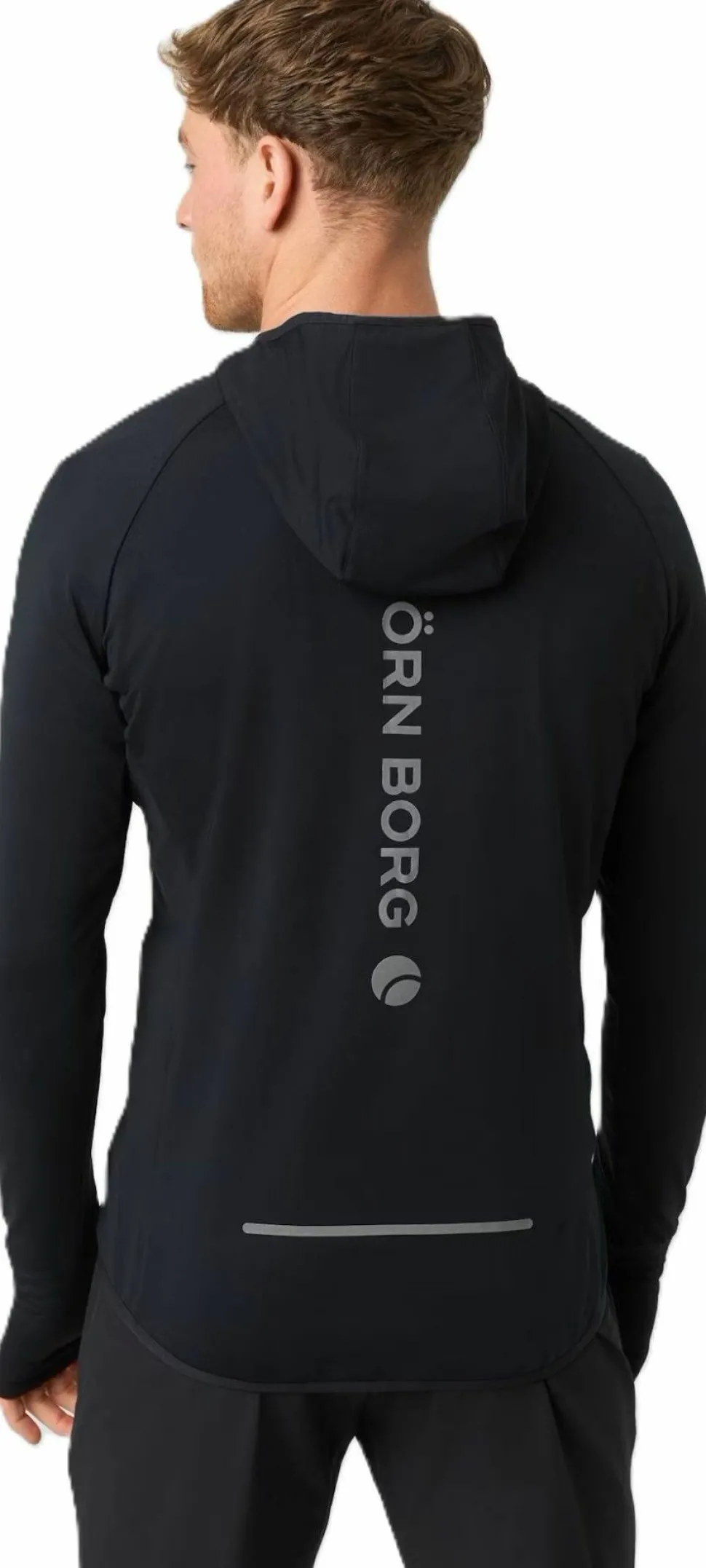 Björn Borg Men's Borg Running Mid Layer Hood Black Beauty