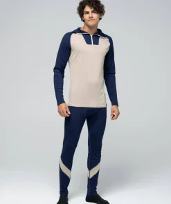 Bula Men's Retro Merino Wool Halfzip Sweater Navy
