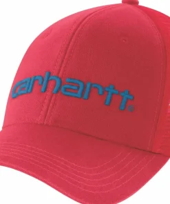 Carhartt Canvas Mesh-Back Logo Graphic Cap Fire Red