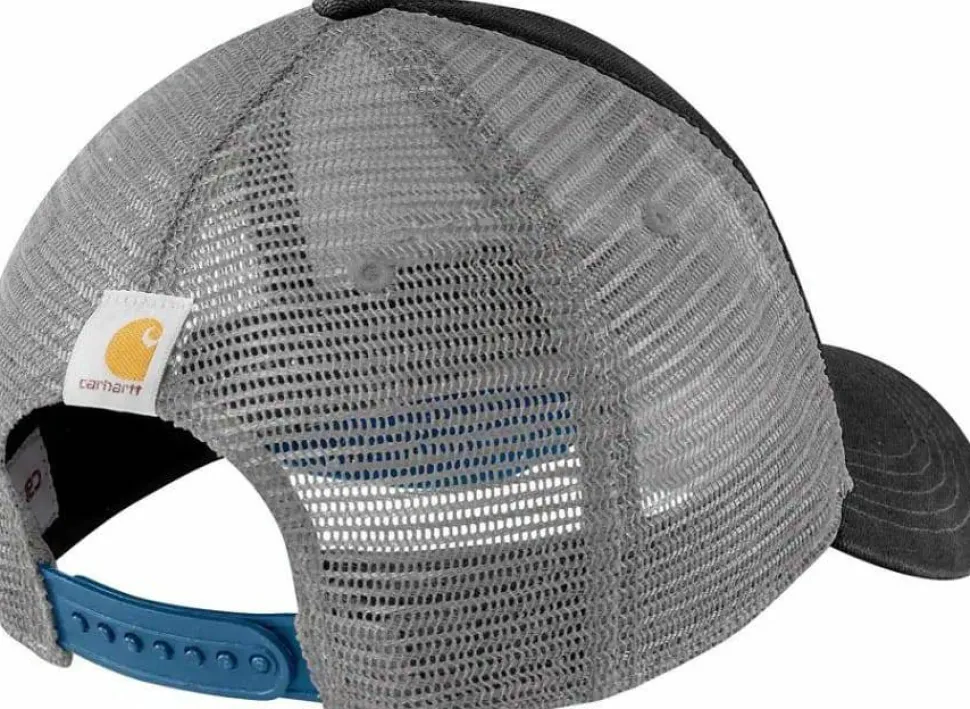 Carhartt Canvas Mesh-Back Logo Graphic Cap Black/Dark Horizon Blue